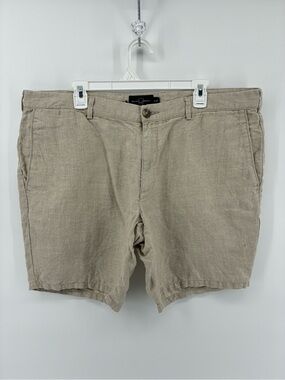 Black Brown 1826 Men's 100% Linen Casual Shorts Oatmeal Classic Spring